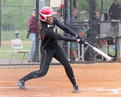 Rio's Kaitie Stewart connects for a home run in Saturday's MSC tourney loss to Campbellsville