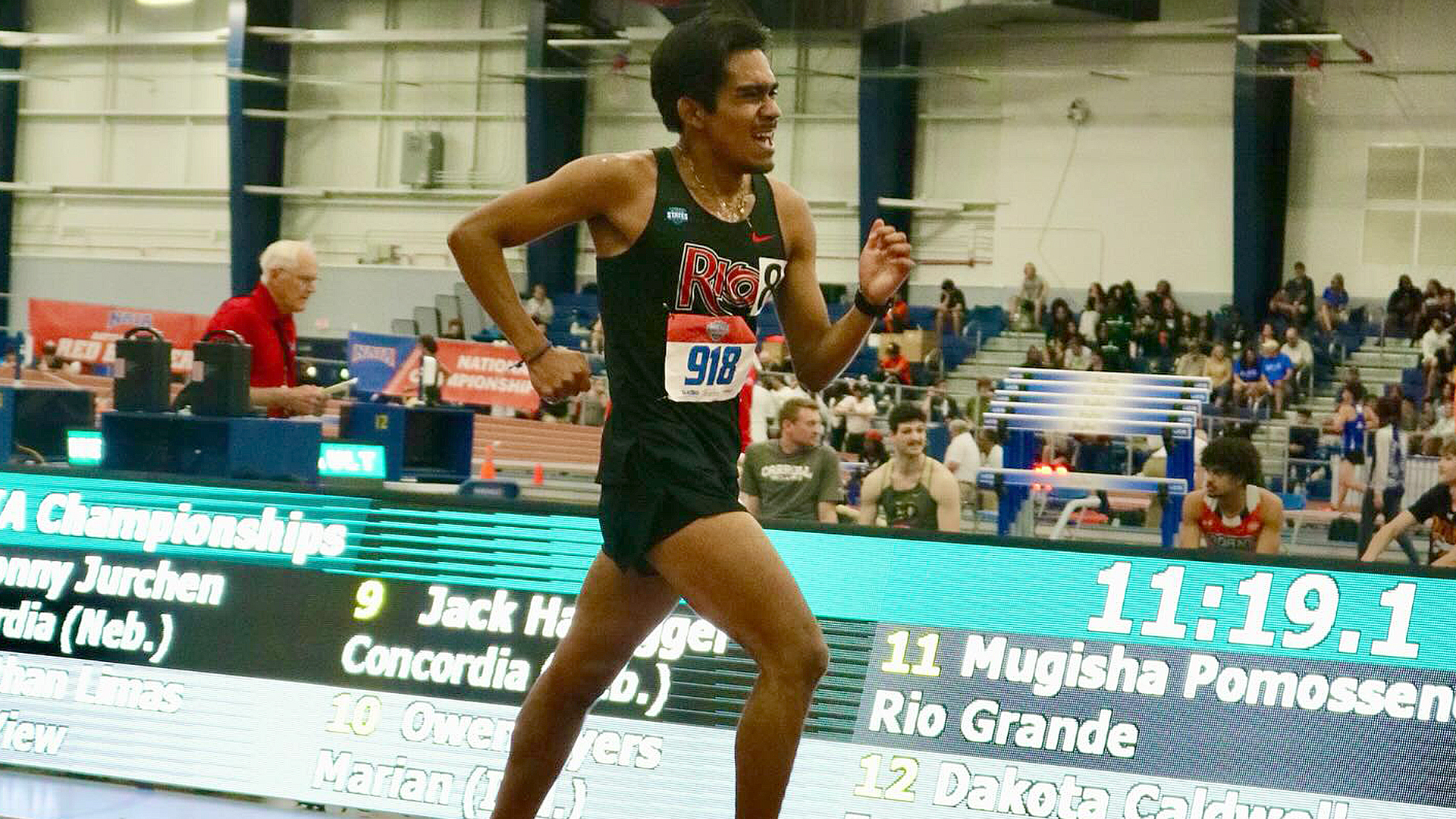 Rio Grande freshman Angel Montes gained All-American status by finishing fifth in the 3,000-meter race walk during Friday's NAIA Men's Indoor Track &amp; Field Championships in Gainesville, Fla. The RedStorm 4x800 relay team did the same by finishing eighth.