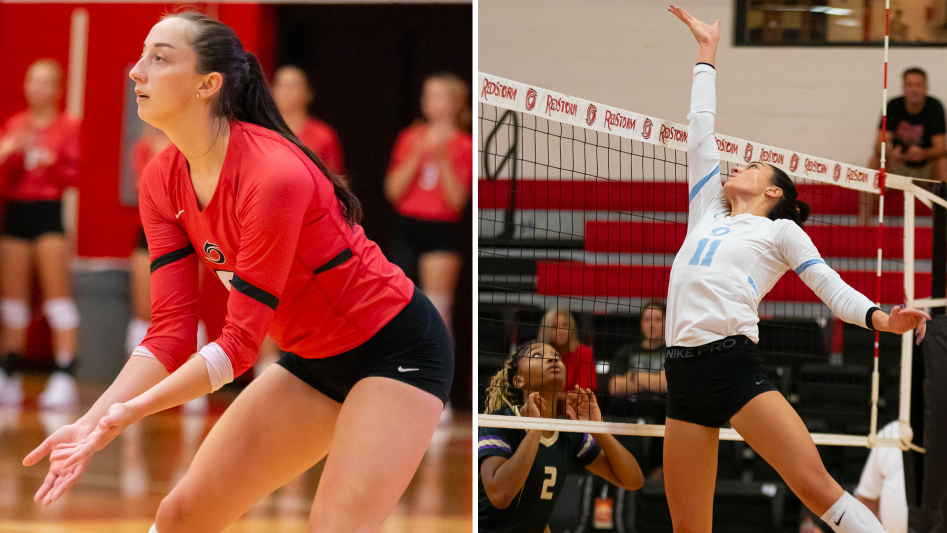 Rio Grande's Amanda Rarick (left) and Elle McLoughlin (right) were named as honorable mention All-American selections by the American Volleyball Coaches Association.